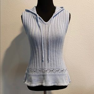 Playboy Blue Knit Sleeveless Hoodie Shirt Medium